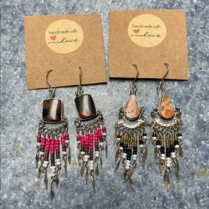 BUNDLE! ✨ Handmade Bohemian Peruvian Gemstone Beaded Fringe Earrings